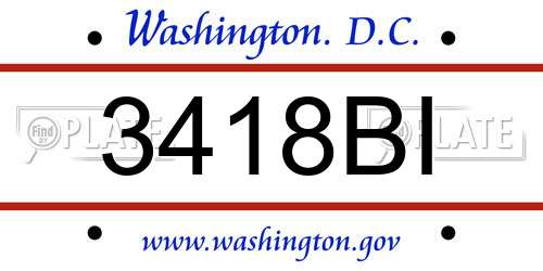 3418BI District Of Columbia License Plate