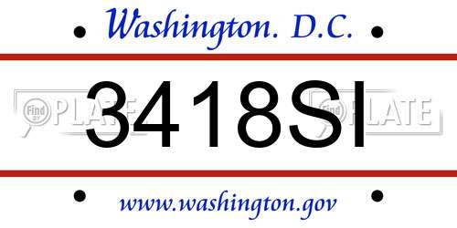 3418SI District Of Columbia License Plate