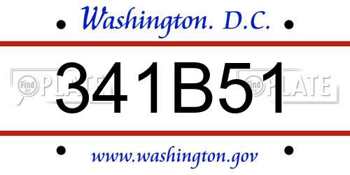 341B51 District Of Columbia License Plate