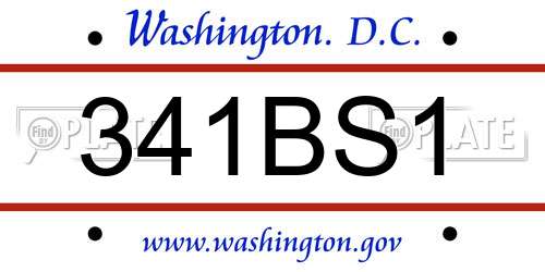 341BS1 District Of Columbia License Plate