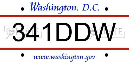 341DDW District Of Columbia License Plate