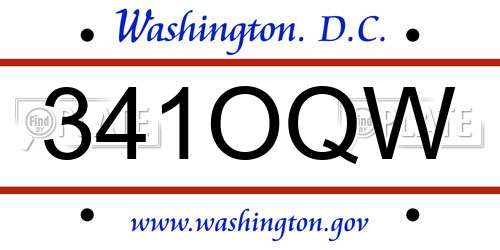 341OQW District Of Columbia License Plate