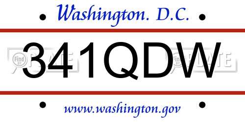 341QDW District Of Columbia License Plate