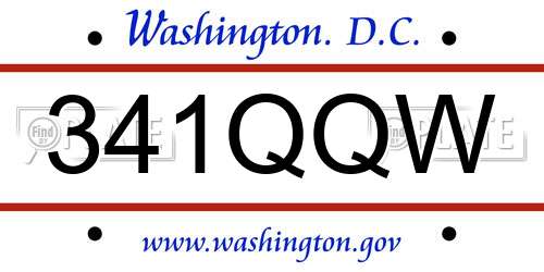 341QQW District Of Columbia License Plate