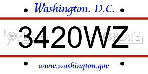 3420WZ District Of Columbia License Plate