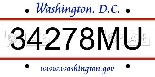 34278MU District Of Columbia License Plate