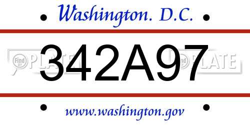 342A97 District Of Columbia License Plate