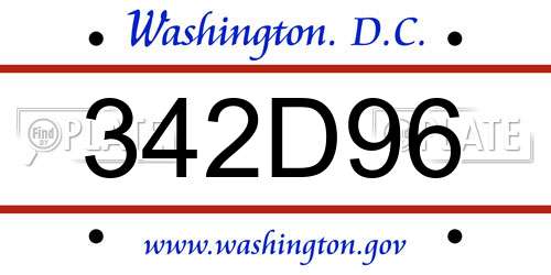 342D96 District Of Columbia License Plate