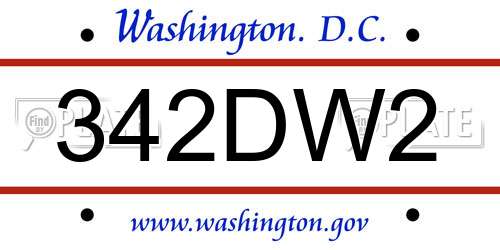 342DW2 District Of Columbia License Plate