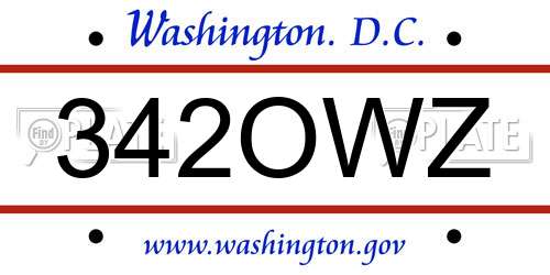 342OWZ District Of Columbia License Plate