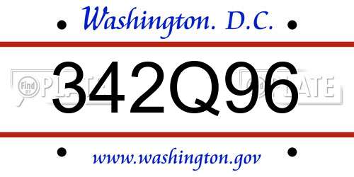 342Q96 District Of Columbia License Plate