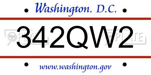 342QW2 District Of Columbia License Plate