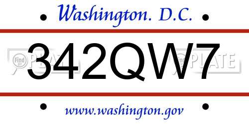 342QW7 District Of Columbia License Plate