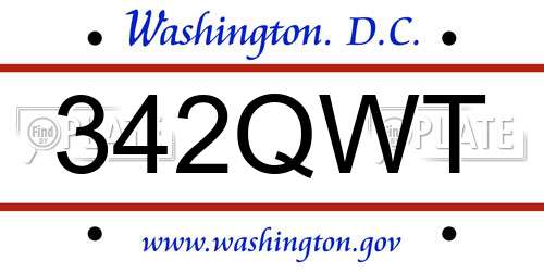 342QWT District Of Columbia License Plate