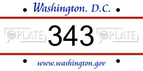 343 District Of Columbia License Plate