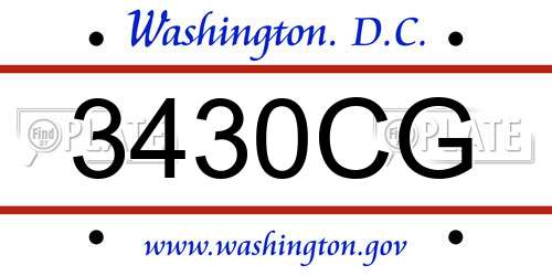 3430CG District Of Columbia License Plate