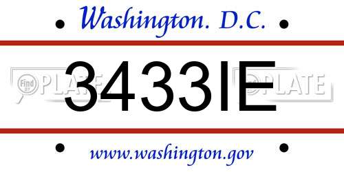 3433IE District Of Columbia License Plate