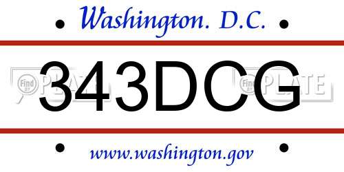 343DCG District Of Columbia License Plate