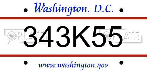 343K55 District Of Columbia License Plate