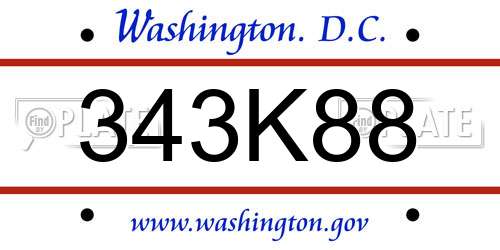 343K88 District Of Columbia License Plate