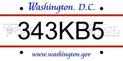 343KB5 District Of Columbia License Plate