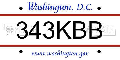 343KBB District Of Columbia License Plate
