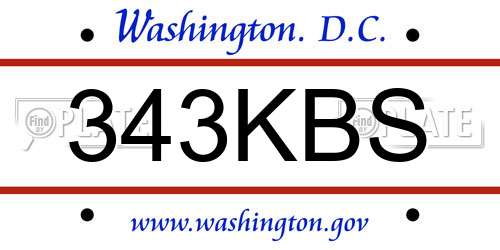 343KBS District Of Columbia License Plate