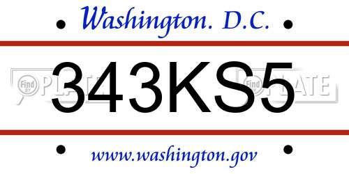 343KS5 District Of Columbia License Plate