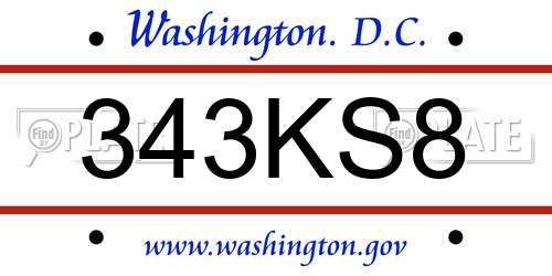 343KS8 District Of Columbia License Plate