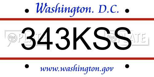 343KSS District Of Columbia License Plate