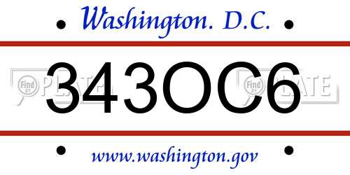343OC6 District Of Columbia License Plate