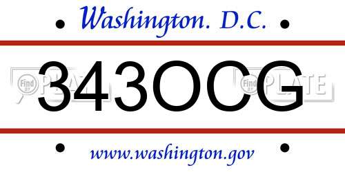 343OCG District Of Columbia License Plate