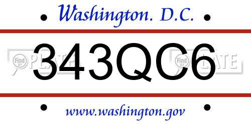 343QC6 District Of Columbia License Plate