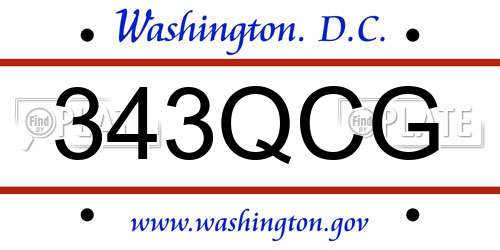 343QCG District Of Columbia License Plate