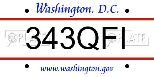 343QFI District Of Columbia License Plate