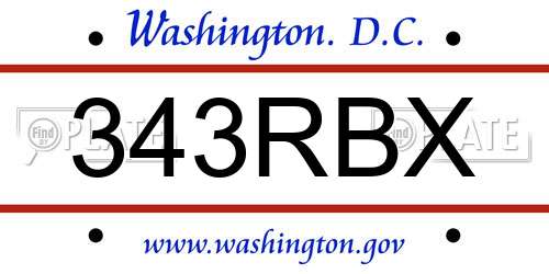 343RBX District Of Columbia License Plate
