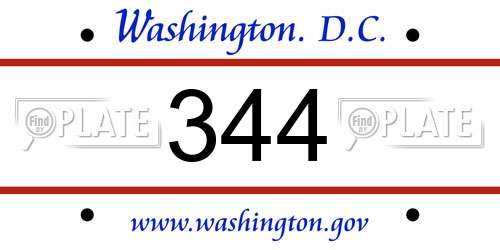 344 District Of Columbia License Plate