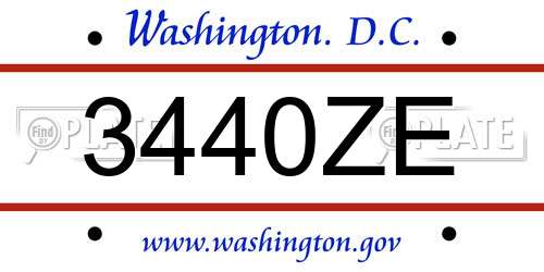 3440ZE District Of Columbia License Plate