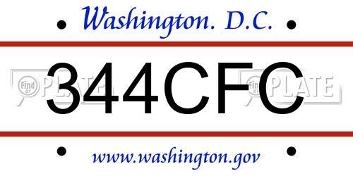 344CFC District Of Columbia License Plate