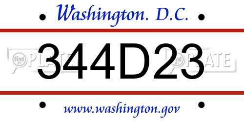 344D23 District Of Columbia License Plate