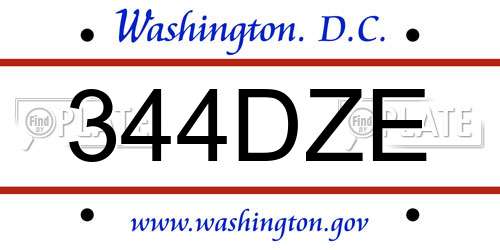 344DZE District Of Columbia License Plate