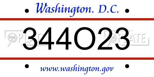 344O23 District Of Columbia License Plate