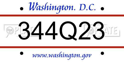 344Q23 District Of Columbia License Plate