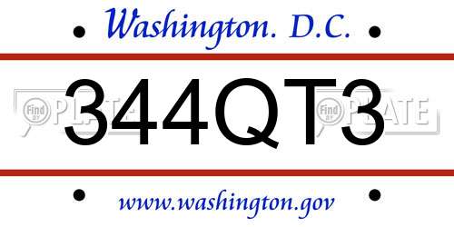 344QT3 District Of Columbia License Plate