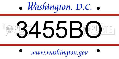 3455BO District Of Columbia License Plate