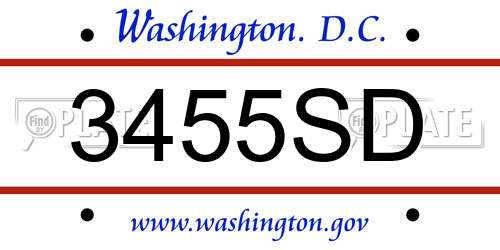 3455SD District Of Columbia License Plate