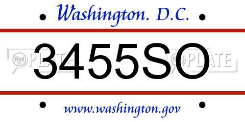 3455SO District Of Columbia License Plate