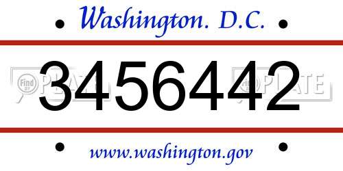 3456442 District Of Columbia License Plate