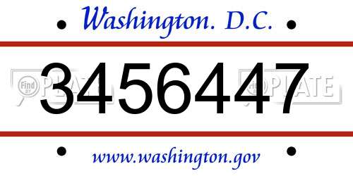 3456447 District Of Columbia License Plate