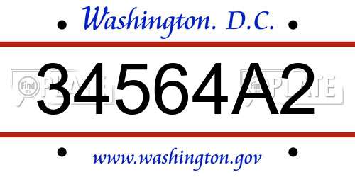 34564A2 District Of Columbia License Plate
